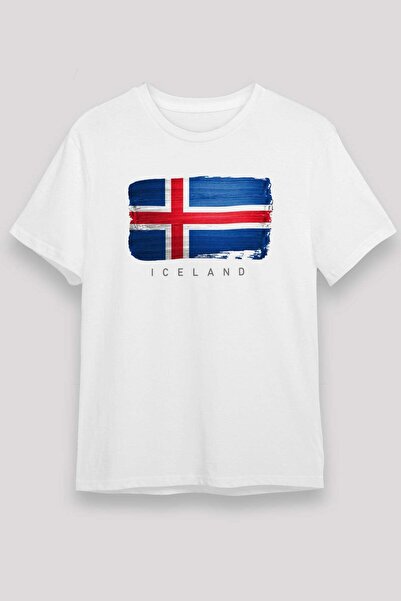 Darkhane Brushstroke Iceland Flag Printed T-Shirt
