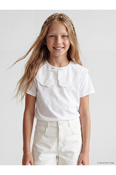 LC Waikiki Two Mt Shop Quality Baby Collar Bowknot Girls' T-Shirt