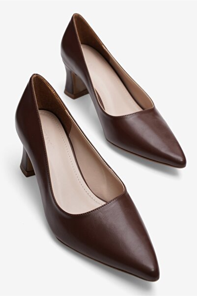 Mubiano Women's Heeled Shoes Stiletto Pointed Toe Thick Heel Vesa Brown