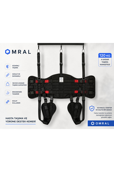 OMRAL Hasta Taşıma ve Yürüme Destek Kemeri | 120 kg | Rehabilitasyon ve Trans...