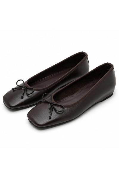 PATRON SHOES Women's Hidden Heel Ballerinas, Square Toe, Bow Detail, Daily Co...