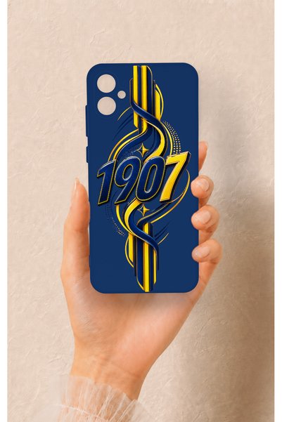 Vip Case Samsung A05 Compatible Yellow Navy Blue Ivy Patterned Silicone Case