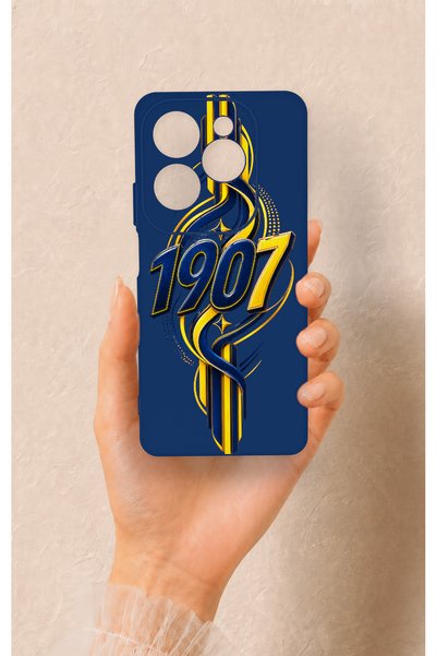 Vip Case Infinix Hot 40 Pro Compatible Yellow Navy Blue Ivy Patterned Silicon...