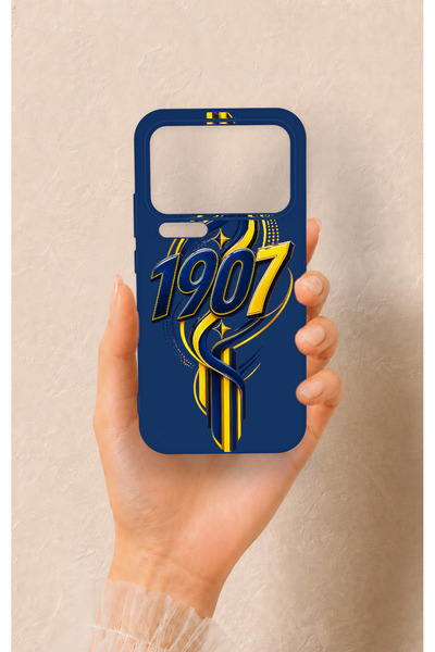 Vip Case Mi 17 Pro Max Uyumlu Sarı Lacivert Sarmaşık Desenli Silikon Kılıf