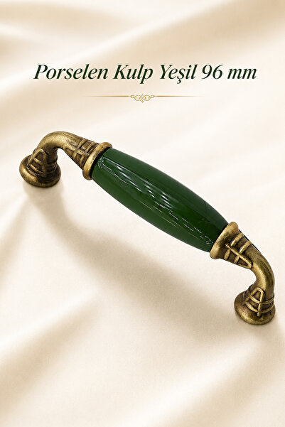 NZB Yeşil Porselen Sarı Kulp 96 mm 9.6 cm Mobilya Çekmece Dolabı Dolap Kapak ...