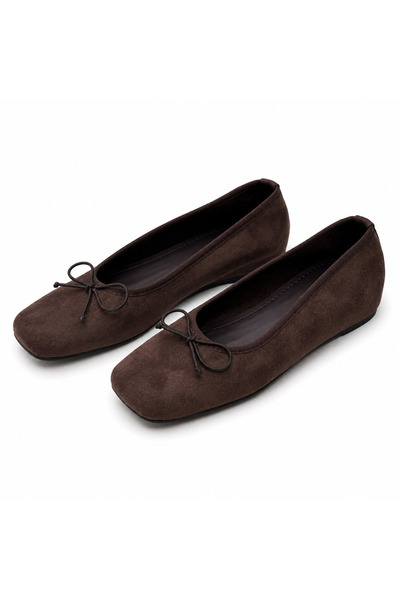 PATRON SHOES Women's Hidden Heel Ballerinas, Square Toe, Bow Detail, Daily Co...