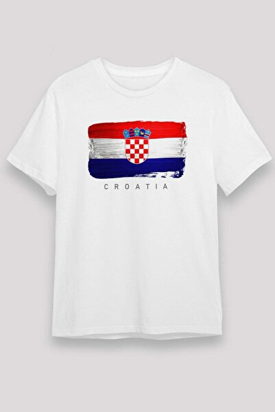 Darkhane Brushstroke Croatia Flag Printed T-Shirt