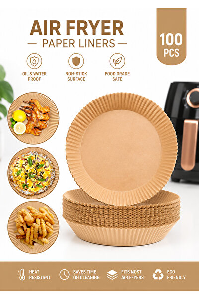Generic Brand Set 100 Buc-Forme Hârtie pentru Air Fryer, Rotunde 16 cm, Antia...