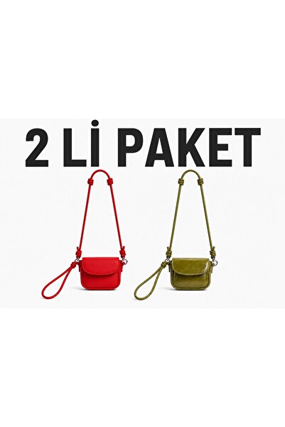 Senza Vedere Geantă crossbody Polina Mini pentru femei, PACHET DE 2 - ROȘU/MA...