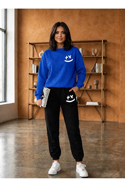 CLOTHES33 Zero Collar Sweat Suit 2-Piece Combination Winter Shardooned Patter...