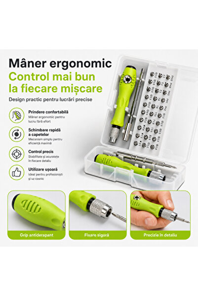 Generic Brand Set șurubelniță de precizie cu 115 biți, mâner ergonomic și cutie de depozitare