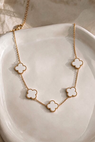 ATALYA ACCESSORY Big Clover Women's Steel Necklace