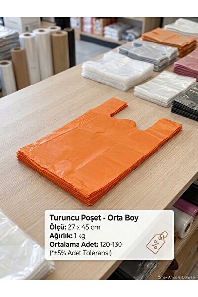 isopack turuncu Atlet poşet orta Boy market,manav,pazar 27x45 cm