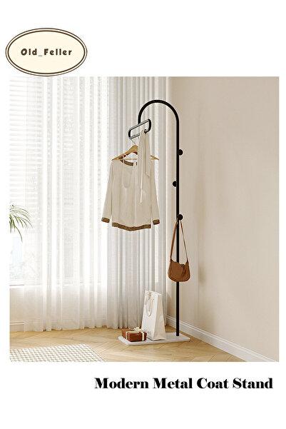Old_Feller Sleek Modern Metal Coat Rack Stand | Heavy Cast Iron Base | Versat...