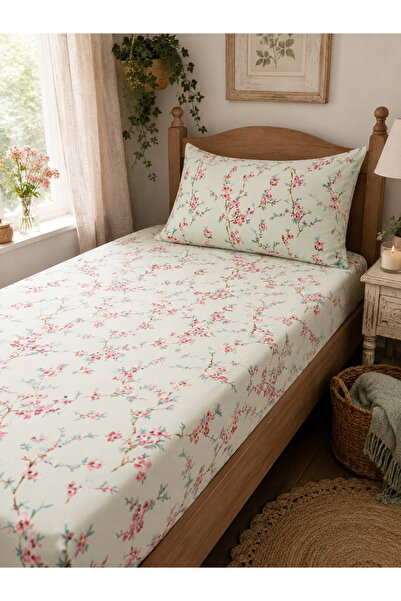 H&F Trendline Single Elastic Sheet Set 100X200 cm Floral Patterned + 1 Pillow...