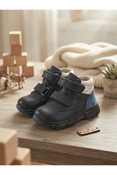 nuh kids Genuine Leather Navy Blue Daily Orthopedic Boys' Boots