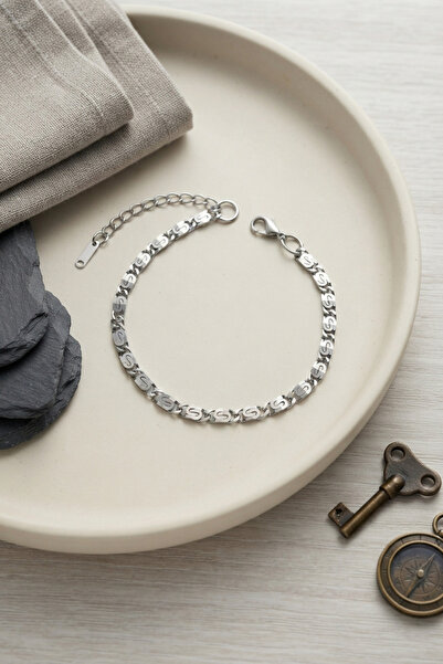 OGHAMAY 316L Steel Silver Color Crushed S Chain Model Men's Bracelet