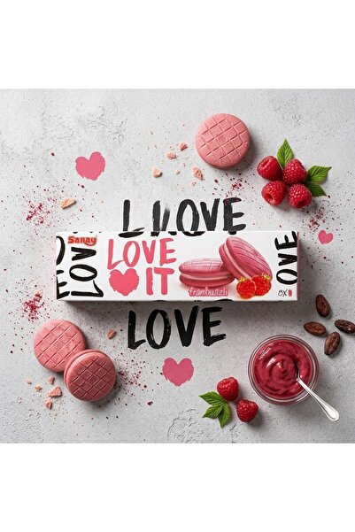 Saray LOVE IT BISCUITS WITH RASPBERRY CREAM 84G