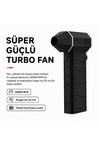 BRAVİON Şarjlı Turbo Fan Hava Üfleme Makinesi – 130.000 RPM Güçlü Fırçasız Mo...