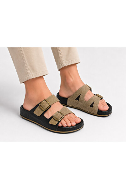 MULEX Men's Double-Buckle Casual and Comfortable Sole Daily Slippers