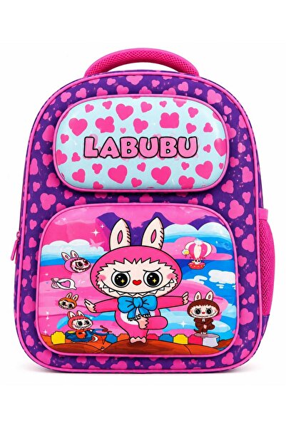 Malkan Kindergarten Girl Labubu Patterned Backpack with Water Bottle Compartment