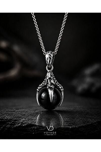 voyageaccessory Stainless Steel Minimal Style Black Glass Beads Eagle Claw Pe...