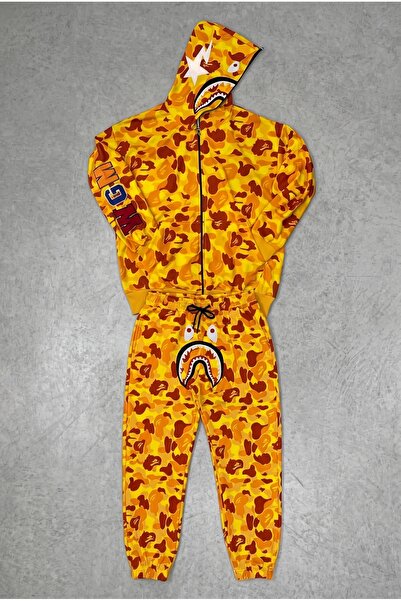 Lumio Unisex Pubg Bape X Shark Tam Kapama Fermuarlı Eşofman Takımı