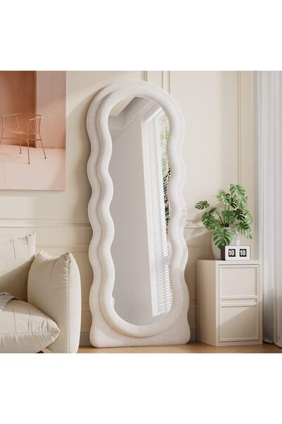 Generic VPHOME Cloud Shaped Wavy Arched Floor Mirror with Flannel Frame, 63"x...