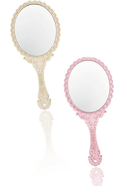 Sweet seven Vintage Handheld Mirrors - 2 Pieces Portable Embossed Flower Mirr...