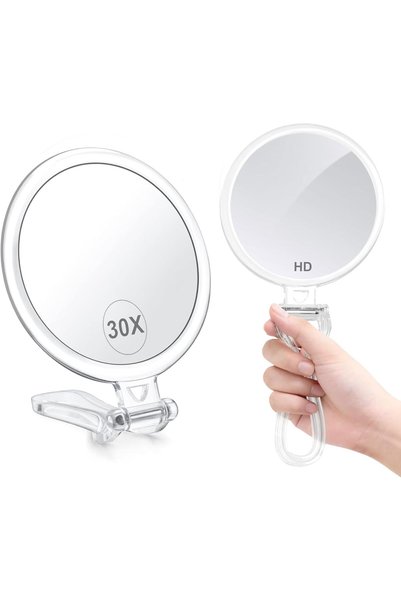 SPNOR Personal Makeup Mirror, 30X Magnifying Mirror for Travel with Handle, D...