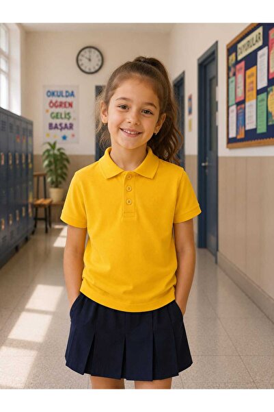 neocotton 100% Cotton Polo Collar Girls' - Boys' School T-Shirt