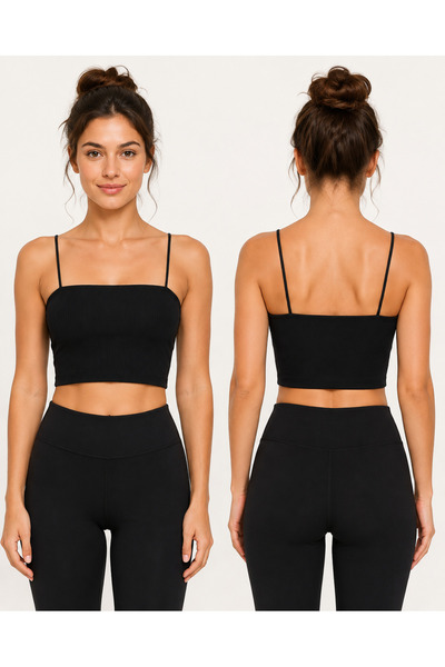ARMAĞANİKA Women's Thin Strap Ribbed Crop Bustier Seamless Stretchy Casual Sp...