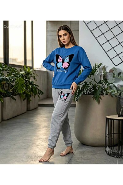 CLOTHES33 Zero Collar Sweat Suit 2-Piece Combination Winter Shardoon Butterfl...