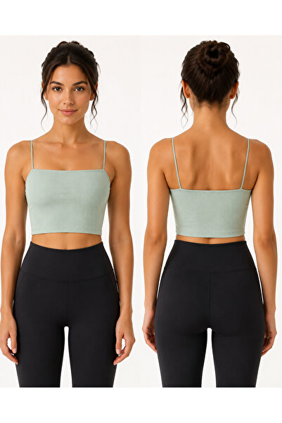 ARMAĞANİKA Women's Thin Strap Ribbed Crop Bustier Seamless Stretchy Casual Sp...