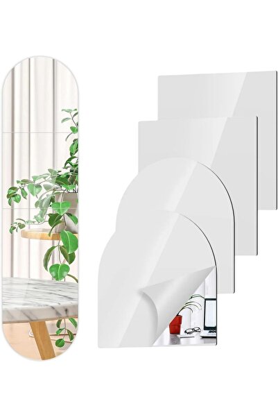NALACAL 4 Pieces Self Adhesive Mirror Tiles 30x30cm, Full Length Wall Mirror ...