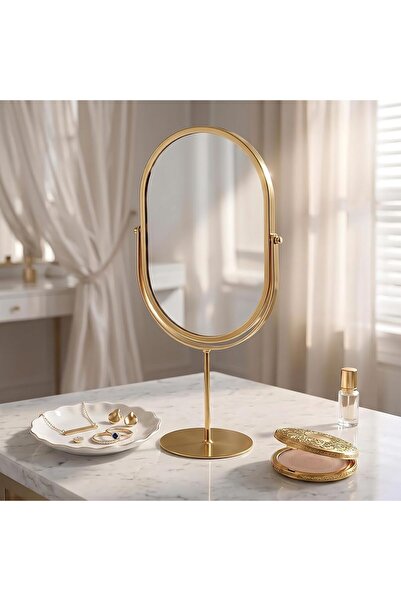 Generic Tabletop Makeup Mirror with Sturdy Base, Gold Oval Vintage Desk Mirro...