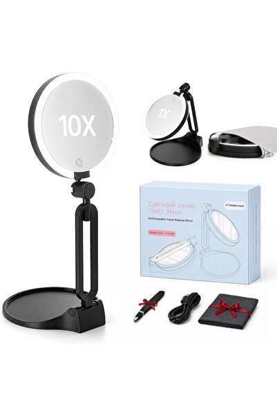 LIWEGHT Travel Makeup Mirror with Lights 2026 New, Rechargeable Double-Sided ...