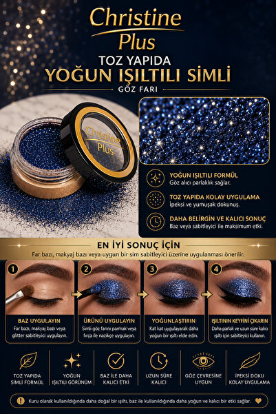 Christine Plus Dense Shimmer Glitter Eyeshadow in Powder Form – Light Emerald Green No:106 (Eyeshadow)