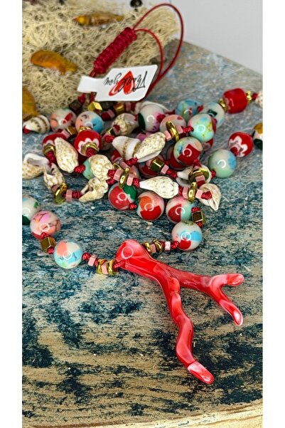 Tuvita Collection Bodrum Turquoise Stone Murano Glass and Red Coral Detailed ...