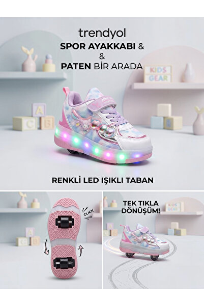 enoch Çocuk Patenli Işıklı Tekerlekli Spor Ayakkabı & Rahat Cırt Cırtlı Kayka...