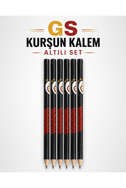 Galatasaray Temalı 6’lı Kurşun Kalem Seti – Sarı Kırmızı Taraftar Kalemi, Okul ve Kırtasiye Seti