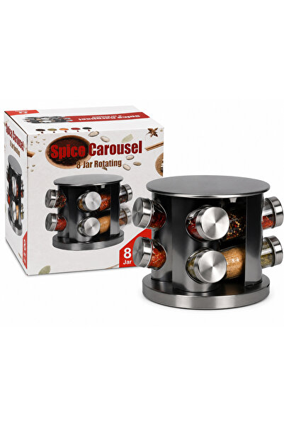 Generic Brand SET 8 PIESE CONDIMENTE CU SUPORT ROTATIV ROTUND WX