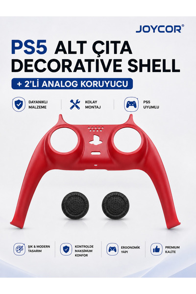 JOYCOR PS5 Kol Ön Çıta Dekoratif Kaplama Shell – DualSense Uyumlu Analog Koru...