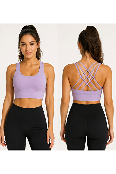 ARMAĞANİKA Women's Cross-Back Multi-Strap Sports Bustier Fitness Pilates Crop...