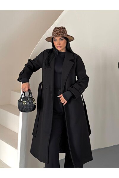 DENİKK Trendy Women's Double-Breasted Wool-Mix Winter Coat