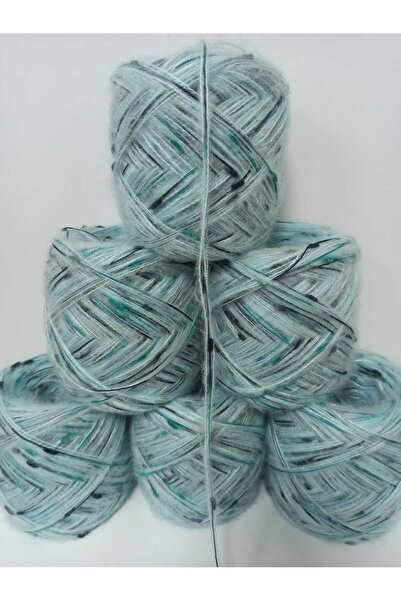 İPEK YÜN İPLİK DÜNYASI Angora Knitting Yarn (Light Turquoise, Pompom Yarn) 100Gr