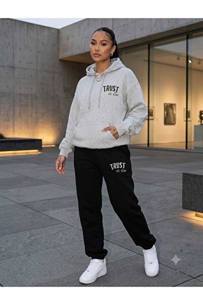 CLOTHES33 Hooded Sweatshirt 2-Piece Combination Winter Hoodie with Stripe and...