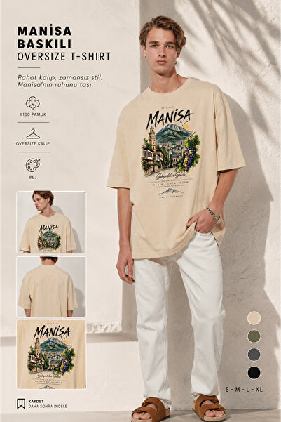 VAN VLECK Unisex T-Shirt Manisa με στάμπα Oversize Ανδρικό T-Shirt με γραφικό...
