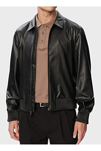 Calvin Klein Jeans Siyah Erkek Deri Ceket LV04RG406GUB1 LS FAUX LEATHER BOMB