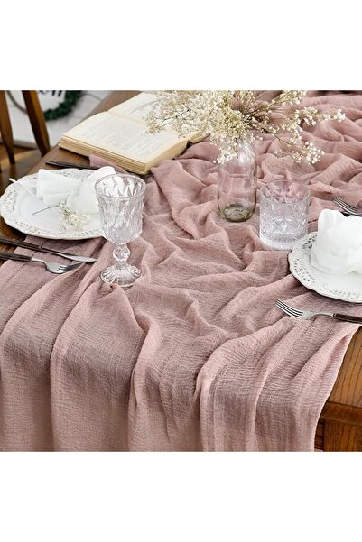 GENERAL Artoide Mod Red Gauze Fabric Table Runner Boho Style Wedding Party Ta...